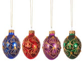 Fancy Egg Shaped Bauble Set of 4 - Majestico Gifts